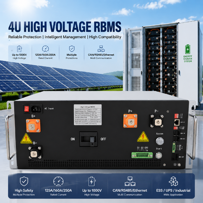 Industrielles 4HE-Rack-BMS 125A 160A 250A für gewerbliche Energiespeichersysteme | 1000V 20kA Kurzschlussschutz | CAN RS485 Kommunikationsprotokoll